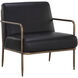 Lathan Charcoal Black Leather Lounge Chair